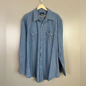 Wrangler Men's Cowboy cut western long sleeve pearl snap work shirt 2XL tall